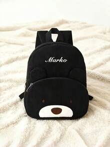 Personalized Animal Embroidery Text Style Corduroy Backpack, Women's Backpack, Lightweight And Breathable School Bag, Back To School Essential Stationery Bag, Adjustable Shoulder Straps And Secure Zipper Pockets, Custom Name Option, Durable Nylon Lining, Back To School Essential Backpack, Large Capacity Backpack - Multicolor - View 7