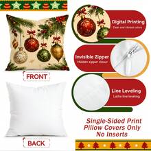 4pcs/1pc Santa Claus And Snowman Pattern Pillowcase Without Insert, Single-Sided Printed Pillowcase, Suitable For Living Room Bedroom Home Decor, All-Season Pillowcase - Multicolor - View 4