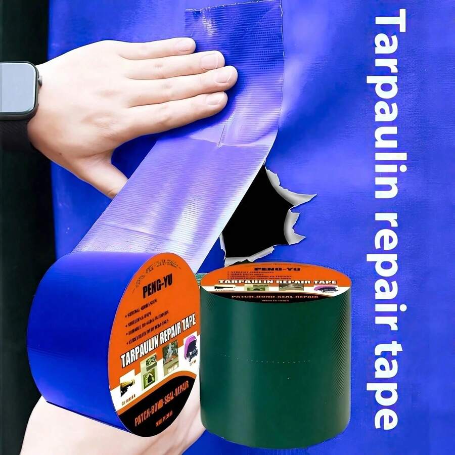 Waterproof Canvas Repair Tape - Instant Seal, Tear-Resistant, Strong Adhesive Repair - Suitable For Canvas, Tents, Truck Tarps, Boats, RVs, Pipes (Blue/Green/Black) - For Emergency Repair, Outdoor Protection, High-Strength Bonding - Multicolor - View 1