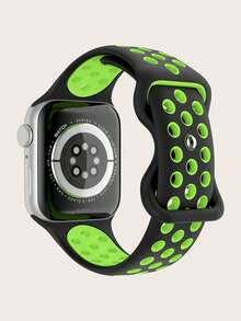 4件/組中性時尚運動款柔軟舒適透氣雙色孔洞矽膠扣錶帶，適用於Apple Watch，尺寸38mm、40mm、41mm、45mm、44mm、42mm、49mm，可用作腰帶、百搭休閒手鍊、腕帶，派對禮物、節日禮物。兼容Ultra系列9/8/7/6/5/SE/4/3/2/1機型，可更換錶帶配件。 - 彩色 - 查看 3