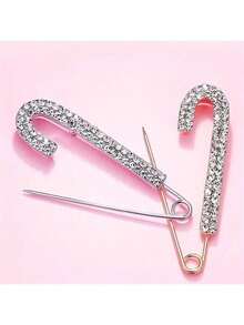 2pcs Elegant Gold & Silver Rhinestone Sweater Brooch - Luxury Minimalist Design, Exuding High-End Fashion - Extra Large Size, Eye-Catching Styling, Secure Wear, Perfectly Showcasing Confident And Graceful Aura - Multicolor - View 14