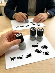 1/2/4 piezas Sello de patrón de gato de dibujos animados estilo hot, sello para diario, scrapbooking, relieve, sello para álbum de recortes, adecuado para manualidades, sello de aliento para maestros, adecuado para diarios, sobres, sellos en notas, material de plástico - Multicolor - Ver 2
