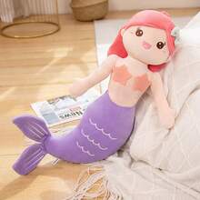 1個可愛美人魚絨毛娃娃，表情可愛，可愛美人魚小雕像桌面裝飾品，家居裝飾，拍照道具，送給朋友和閨蜜的禮物，節日禮物，生日禮物，聖誕節和萬聖節禮物 - 彩色 - 查看 8