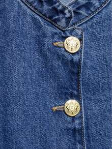 Camellia Spring/Summer New European And American Fashion Minimalist Gold-Plated Button Denim Jacket For Women Casual - Blue - View 11