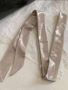 1PC Silver Shimmer Skinny Scarf, Metallic Glitter Neck Scarf, Versatile Ribbon For Neck, Hair & Outfit Styling - Multicolor - View 5
