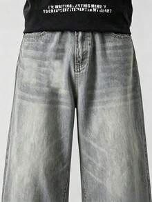 Men's Pocket Bermuda Vintage Loose Denim Shorts, Casual Everyday - Grey - View 5