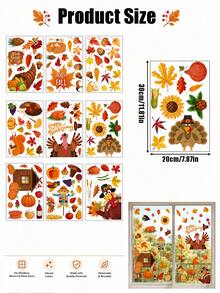 Thanksgiving Window Stickers, Autumn Static Cling Window Decals, Maple Leaf, Turkey And Pumpkin Glass Stickers, Thanksgiving And Autumn Home Decor, Suitable For Kitchen Windows, Party Supplies And Indoor/Outdoor Decoration - Multicolor - View 6
