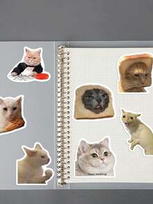 100 pièces Ensemble d'autocollants d'expression de chat amusants – Autocollants en vinyle imperméables mignons, convenant pour téléphone, ordinateur portable, scrapbooking, décoration DIY - Multicolore - Voir 5