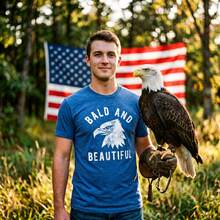 Mens Bald And Beautiful T Shirt Funny Sarcastic Bald Eagle Fourth Of July Party Joke Novelty Tee For Guys Mens Funny T Shirts Cool Vintage Fashion - 希瑟.羅亞爾 - 查看 4