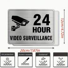 D Flat Wooden 24-Hour Video Surveillance Plastic Sign - 8X5 Inches, UV And Scratch Resistant, Durable Wall-Mounted Warning Sign, Suitable For Home, Office, Warehouse, Parking Lot, Retail Store Security Monitoring - Silver - View 7