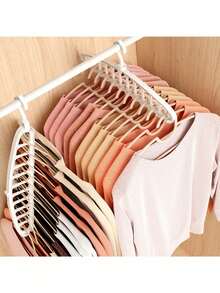 11-Hole Magic Folding Clothes Hanger Organizer, Multi-Functional Non-Slip Plastic Portable Wall Hanging Closet System With 3.2 Cubic Feet Closed Storage Capacity - Lightweight (1pc) - A - View 3