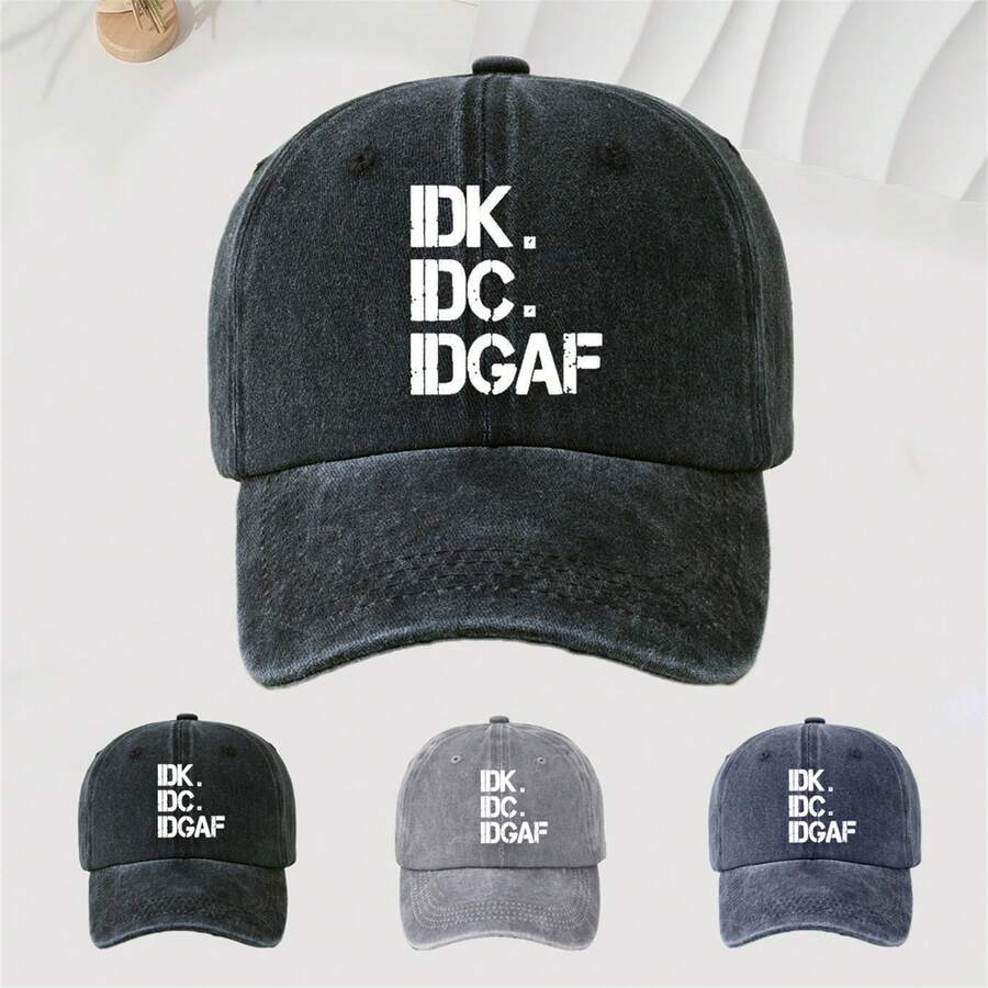 1pc IDK Fashion Embroidered Baseball Cap, Sun Protection & Breathable, Versatile Style, Unisex, Suitable For Travel, Outdoor Sports, Holiday Gift - IDK - View 1