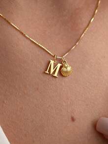 18K Gold Plated Stainless Steel Personalized Initial Necklace With Birthstone, Comes With Box Chain, Elegant Letter Birthstone Necklace, Birthstone Jewelry, Initial Necklace Gift For Her, Birthday Gift For Her, Valentine's Day Gift - Gold - View 14