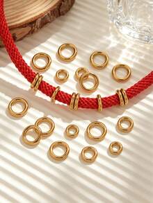 50 piezas de anillos de salto cerrados sólidos de acero inoxidable, anillos espaciadores de varios tamaños para hacer pulseras y collares DIY - Cuentas espaciadoras - Ver 2