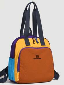 Convertible Color-Block Tote Backpack, Lightweight Water-Resistant Crinkle Nylon Multi-Purpose Casual Daypack For School, Commute, Outdoor Activities - Multicolor - View 11