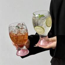 2個裝粉色啤酒杯，經典橢圓形，適用於各種飲料、葡萄酒、飲料，大容量果汁杯，可用洗碗機 - 粉色 - 查看 6