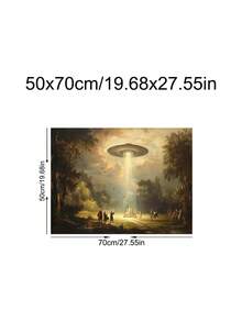 1pc Vintage Black Cat Surreal Art, Funny Alien UFO Wall Decor, Victorian Landscape Wall Art, Ideal Gift,Suitable For Bedroom,Living Room,Kitchen,Wall Arts,Wall Decor,Home Decor,Room Decor,Canvas Wall Art,Posters, Wall Art With Frame, Optional Frame - 1PCS - View 15