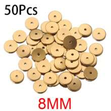 50入不鏽鋼扁圓盤隔珠 4mm-10mm 空白圓形散珠 珠孔1.2mm DIY珠寶配件隔珠 - 金黃色 - 查看 9
