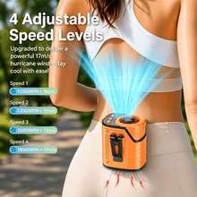 W&O 3-In-1 Portable Cooling Neck Fan | Waist Fan | Desk Fan - 18000Rpm Powerful Brushless Motor, Super Strong Wind, Four Speed Adjustment, 3600Mah Large Capacity Ultra Long Endurance Battery, Led Light Power Display - 橘色 - 查看 3