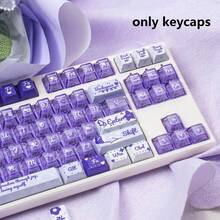 Juego de 172 teclas Campo de Flores de Verano Púrpura PBT+PC Translúcido Altura OEM Teclas de Teclado Mecánico Compatible con 61/64/75/87/98/104 - Ver 8