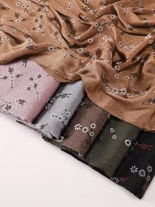 Spring/Summer New Satin Jacquard Modest Hijab Women's Satin Hand-Painted Print Muslim Hijab Shawl - Multicolor - View 5