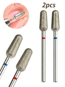 2 PIEZAS Brocas de Carburo de Diamante para Taladro de Uñas Removedor de Cutículas Vástago de 3/32" Profesional para Uñas de Acrílico y Gel Uso en Casa y Salón - Rojo - Ver 1