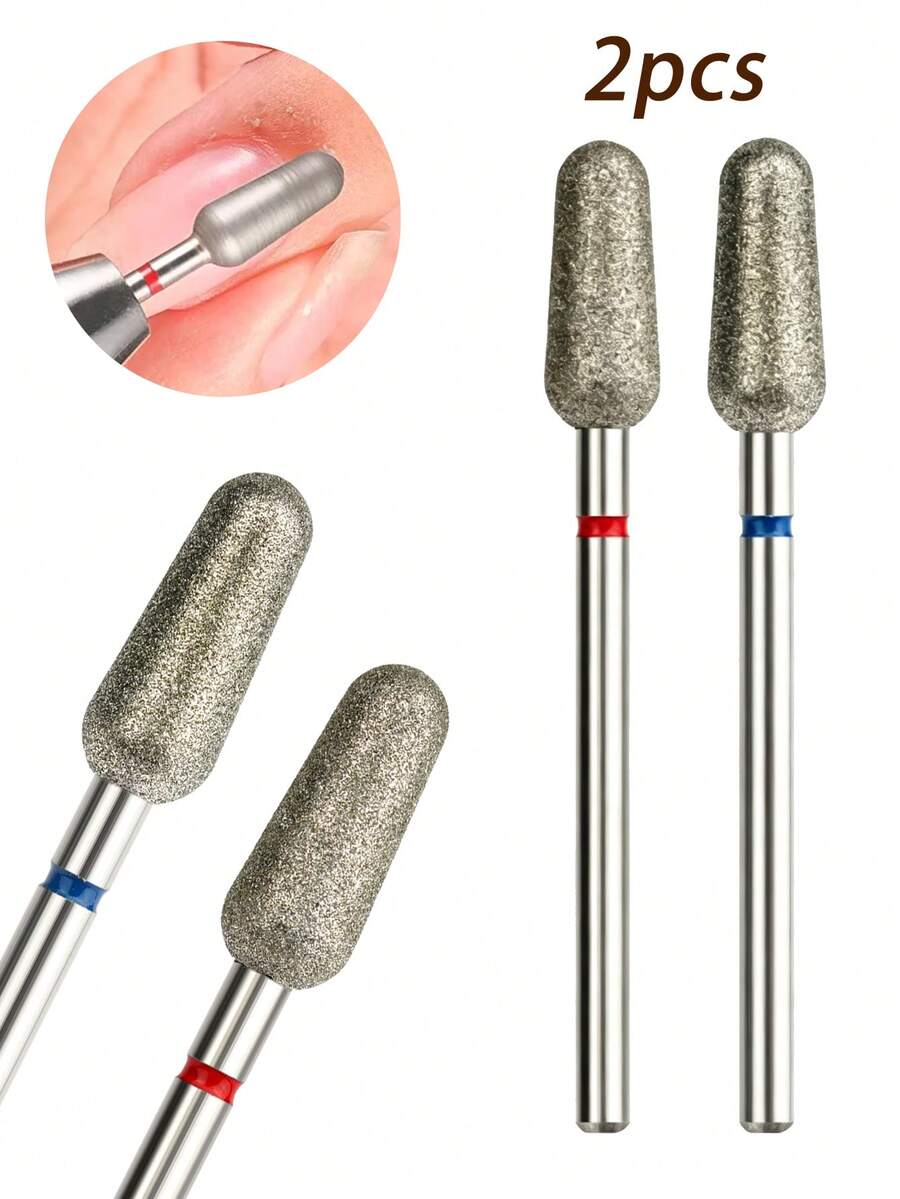 2 PIEZAS Brocas de Carburo de Diamante para Taladro de Uñas Removedor de Cutículas Vástago de 3/32" Profesional para Uñas de Acrílico y Gel Uso en Casa y Salón - Rojo - Ver 1