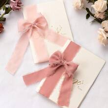 3 Rolls 3 Colors High Quality Handmade Edged Chiffon Ribbon, Suitable For Wedding Invitations, Mother's Day, Bridal Bouquets, Gift Wrapping, DIY Crafts - Skin Powder White Powder - View 3