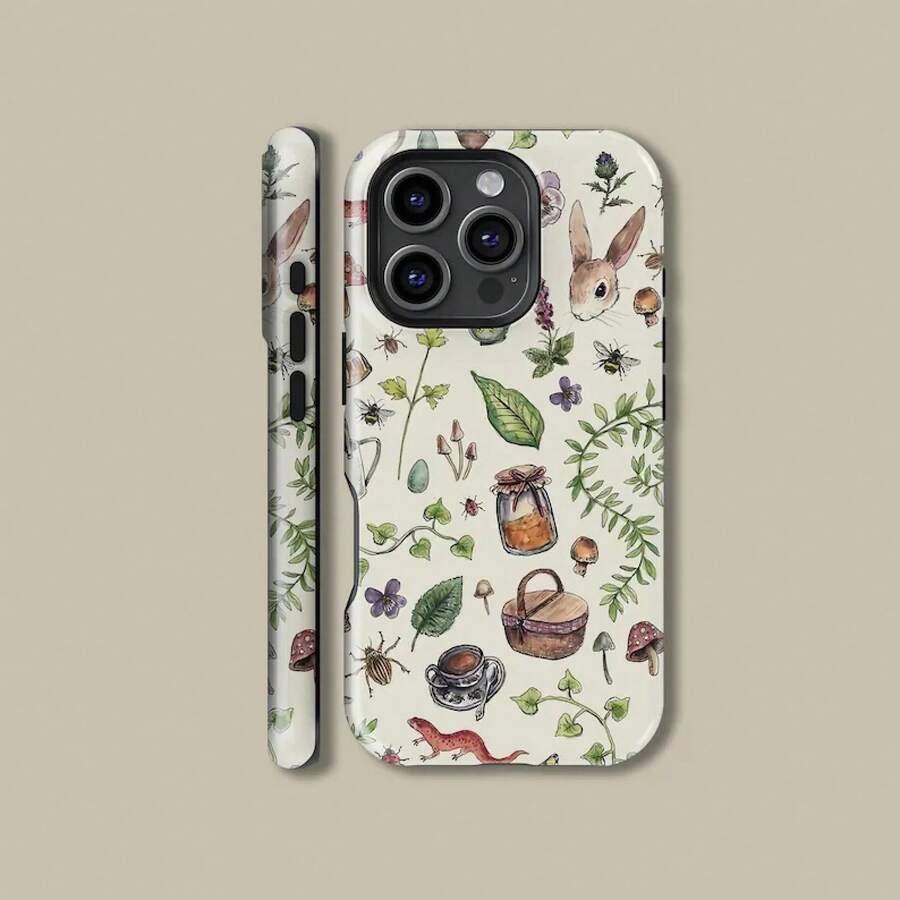 Funda de teléfono Forest Garden para iPhone 17 16 15 14 13 12 11 Pro Plus Max, funda protectora con animales del bosque botánico para Samsung S21 S22 S23 S24 S25 Ultra - rosa claro - Ver 1