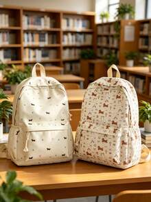 1 buc. rucsac casual drăguț stil universitar cu imprimeu cățeluș, ușor, cu fermoar, geantă școlară de zi cu zi, capacitate mare, cu compartiment pentru laptop, rucsac casual pentru cărți, potrivit pentru studenți/absolvenți/tineri, perfect pentru întoarcerea la școală/utilizare zilnică/cumpărături/călătorii scurte și activități de timp liber în aer liber - Multicolor - Vizualizare 8