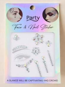 1pc Premium Colorful Rhinestone Sticker Forehead Gem Decor Adhesive-Free DIY Nail Art Decoration Suitable For Music Festival Concert Look Valentine's Day Thanksgiving Christmas Halloween Holiday Wedding Nightclub Photography Holiday Party Daily Use Sticker - Multicolor - View 11