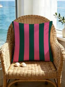 2pcs Pink & Green Striped Throw Pillow Set, Super Soft Decorative Cushion Covers For Patio, Terrace And Sofa (Pillow Inserts Not Included) - Multicolor - View 7
