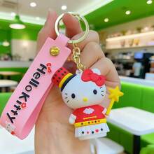 SANRIO 1pc Cartoon Silicone KT Cat Keychain, Cute Cat Car Bag Pendant Key Chain Small Gift - Multicolor - View 8