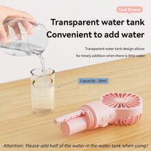 Portable Spray Fan - Handheld Mini Rechargeable With 4 Wind Speed Levels And Mist - Ideal For Travel, Camping, Outdoor, Home, Office, Makeup, Commuting - Handheld Fan - View 5