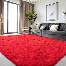 WISH TREE 8x10 Area Rugs For Living Room, Fluffy Shaggy Rug Soft Carpets, Big Rugs For Bedroom Home Decor Aesthetic Red - Red - View 3