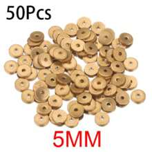50入不鏽鋼扁圓盤隔珠 4mm-10mm 空白圓形散珠 珠孔1.2mm DIY珠寶配件隔珠 - 金黃色 - 查看 10