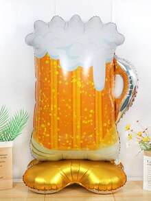 1pc Large Base Beer Mug Shaped Balloon, Standing Beer Balloon, Suitable For Beer Festival, Celebration, Perfect Brew Theme Party, Summer Party, Retirement Party, Anniversary Celebration, Bachelor Party Decoration - Multicolor - View 6