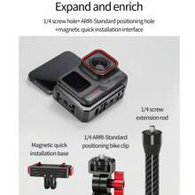 Placa de liberación rápida en forma de L con rosca de 1/4" & orificio ARRI, montaje de cambio rápido horizontal y vertical para cámara de acción Insta360 Ace - Ver 9