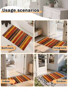 1pc Outdoor Anti-Slip Patterned Floor Mat, Indoor Carpet, Bathroom Mat, Kitchen Mat, Decorative Rug, Multi-Functional Hallway Mat, Soft And Comfortable, Easy To Clean, Suitable For Indoor And Outdoor Entryways, Bedrooms, Home Decor - Multicolor - View 8