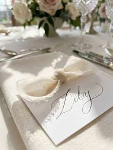 Table Numbers For Wedding,10/20 Personalized Wedding Name Place Cards, Small Table Cards With White Ribbons, Customizable With Multiple Names, Suitable For Weddings, Valentine's Day, Dining, And Dinner Parties. - Multicolor - View 4