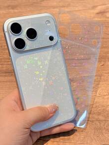 1pc Full Coverage Transparent Anti-Scratch Full Back Protective Film, Laser Rainbow Glitter Starry Sky Phone Back Shell Protector, Phone Accessories, Compatible With IPhone 17 Pro Max 17 Pro - Clear - View 2