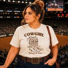 Camiseta Country Feminina Plus Estilo Fazenda Moderna - Off-White - Visão 1