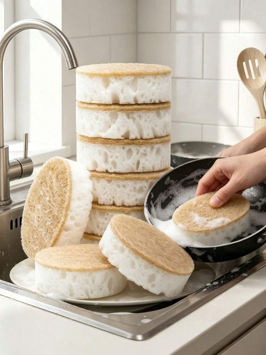 5/10pcs Seaweed Cleaning Sponges, Dishwashing Sponges, High-Quality ...
