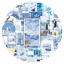 50pcs Winter Blue Tone Whispers Ins Style Korean Snowy Scene Atmosphere Fresh Decorative Insulated Tumbler Tablet Stickers - Winter Blues Musings - 1893 - View 6