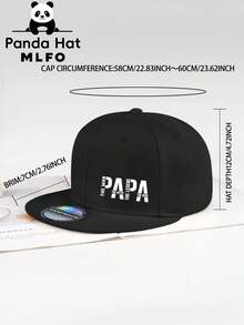MLFO 時尚新款Papa印花平簷嘻哈帽，透氣可調節老爹帽，適合休閒日常運動戶外釣魚露營，父親節禮物生日禮物 - papa - 查看 5