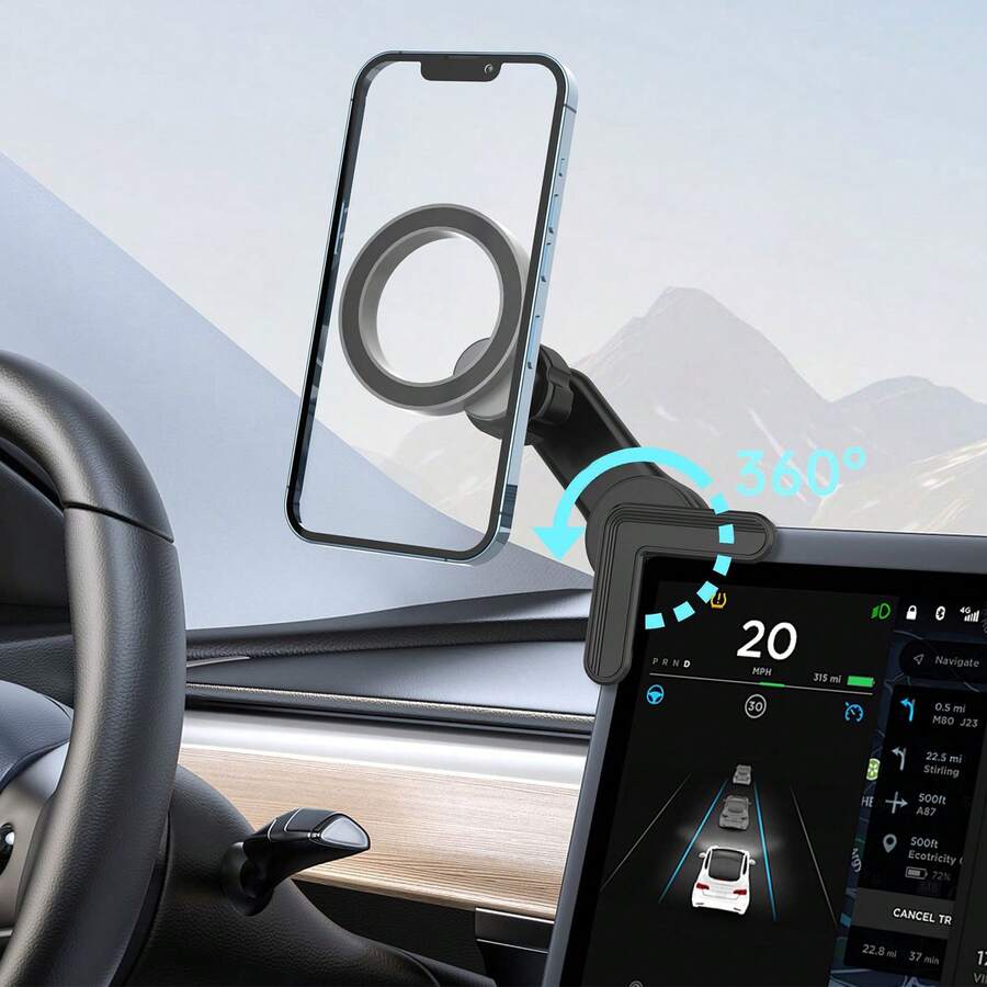 Magnetic Car Center Console Screen Rotatable Phone Holder, Suitable For Tesla, Gift For Family And Friends