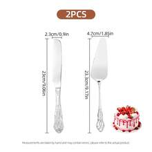 2件組復古皇家蛋糕餐具組，高級不鏽鋼蛋糕刀與蛋糕匙套組，優雅派對配件，適合生日、婚禮、母親節與週年慶活動，理想禮物，鏡面拋光，可洗碗機清洗 - 查看 7