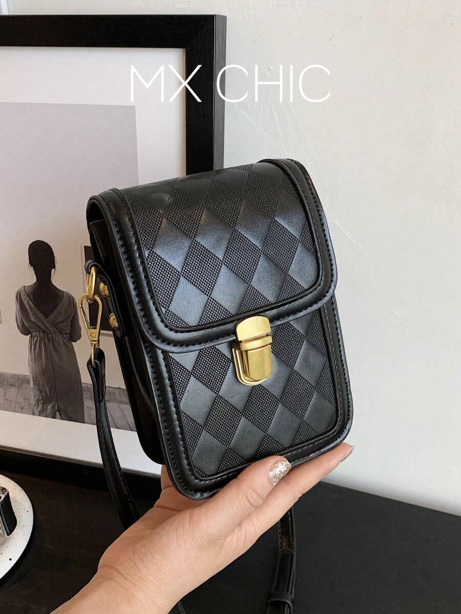 Bolso cruzado rectangular de mujer de color marrón con monedero - Negro - Ver 1