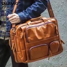 Bolso de hombro para hombre de cuero genuino vintage europeo y americano, maletín de negocios de alta gama de cuero de primera calidad para hombre. - 9913 Cuero encerado al aceite, marrón - Ver 4