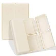 Boîte à pilules quotidienne beige de 10 cm, design à 7 compartiments, boîte à pilules de voyage portable [design pliable], s'adapte dans la poche du portefeuille, pour ranger les vitamines, l'huile de foie de morue, les compléments de santé et les médicaments - Beige - Voir 1
